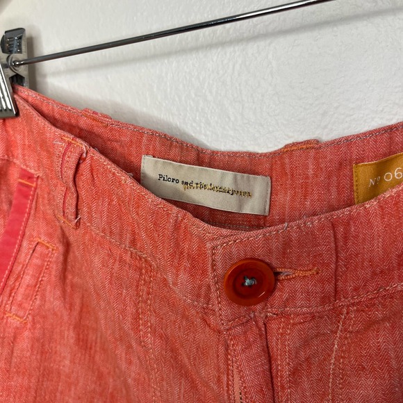 Anthropologie Pilcro and the Letterpress Linen Blend Wide Leg Pink Trousers 6 - Picture 3 of 9